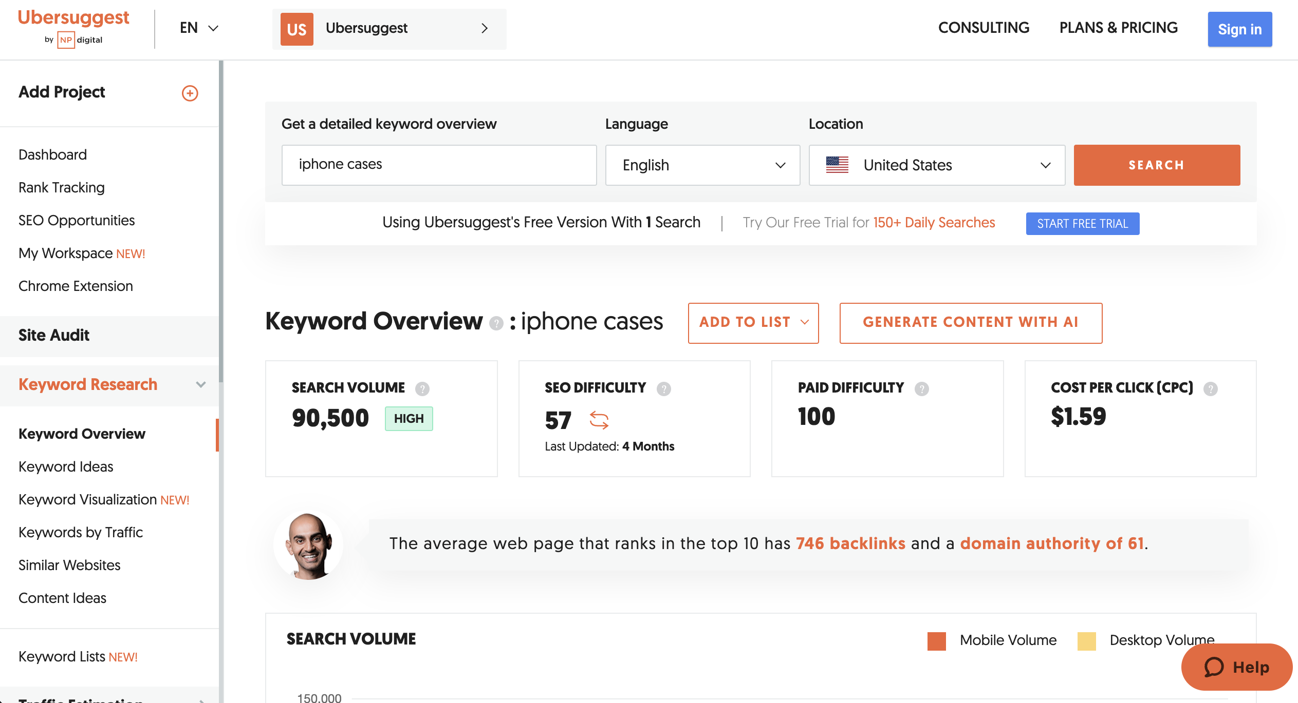 Ubersuggest Screenshot